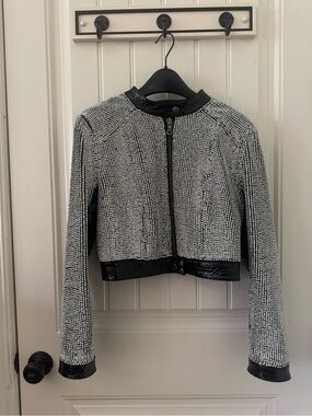 Alice + Olivia leather jacket with rhinestones